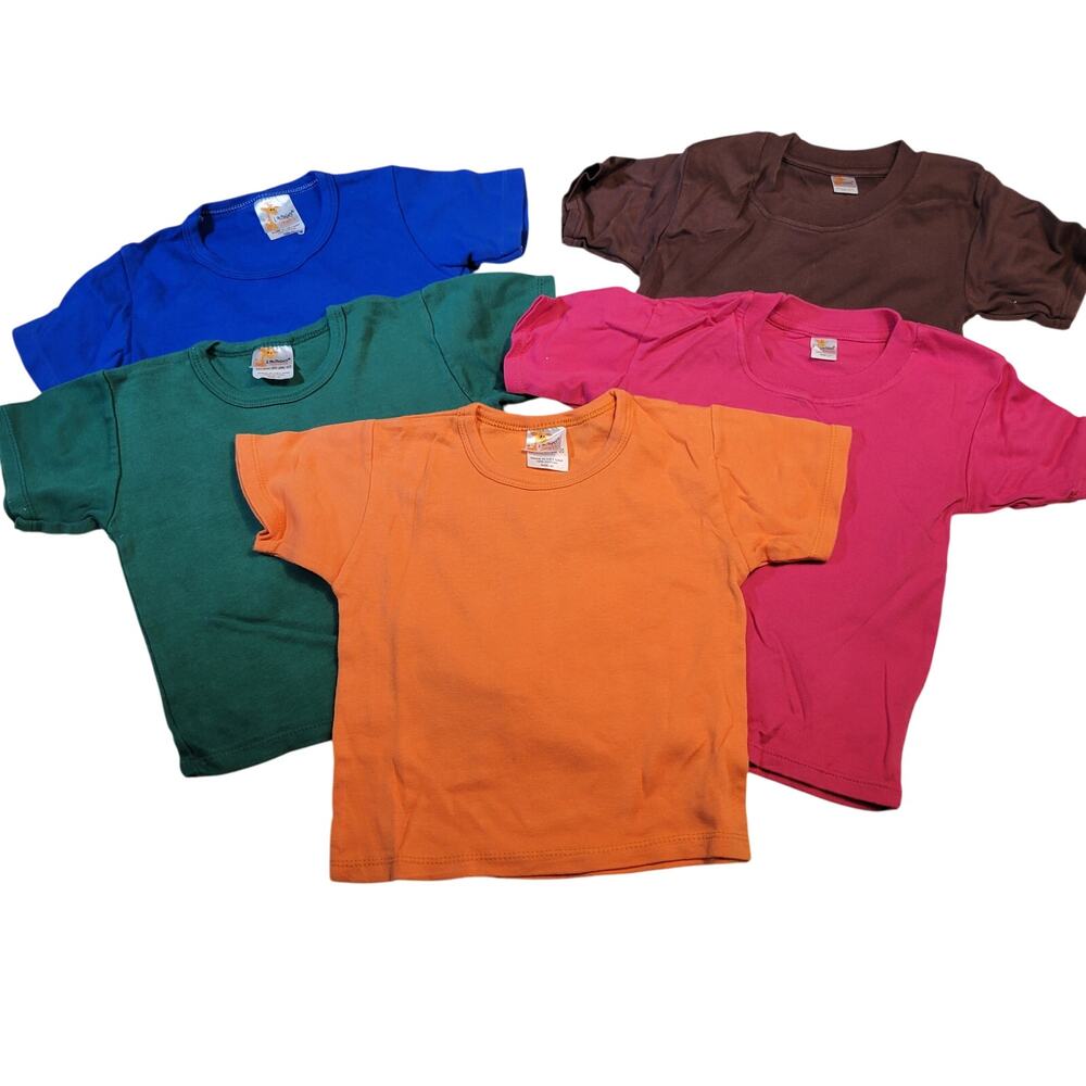5 Laughing Giraffe T-Shirts 4T Blue Green Pink Brown Orange Cotton Short Sleeve
